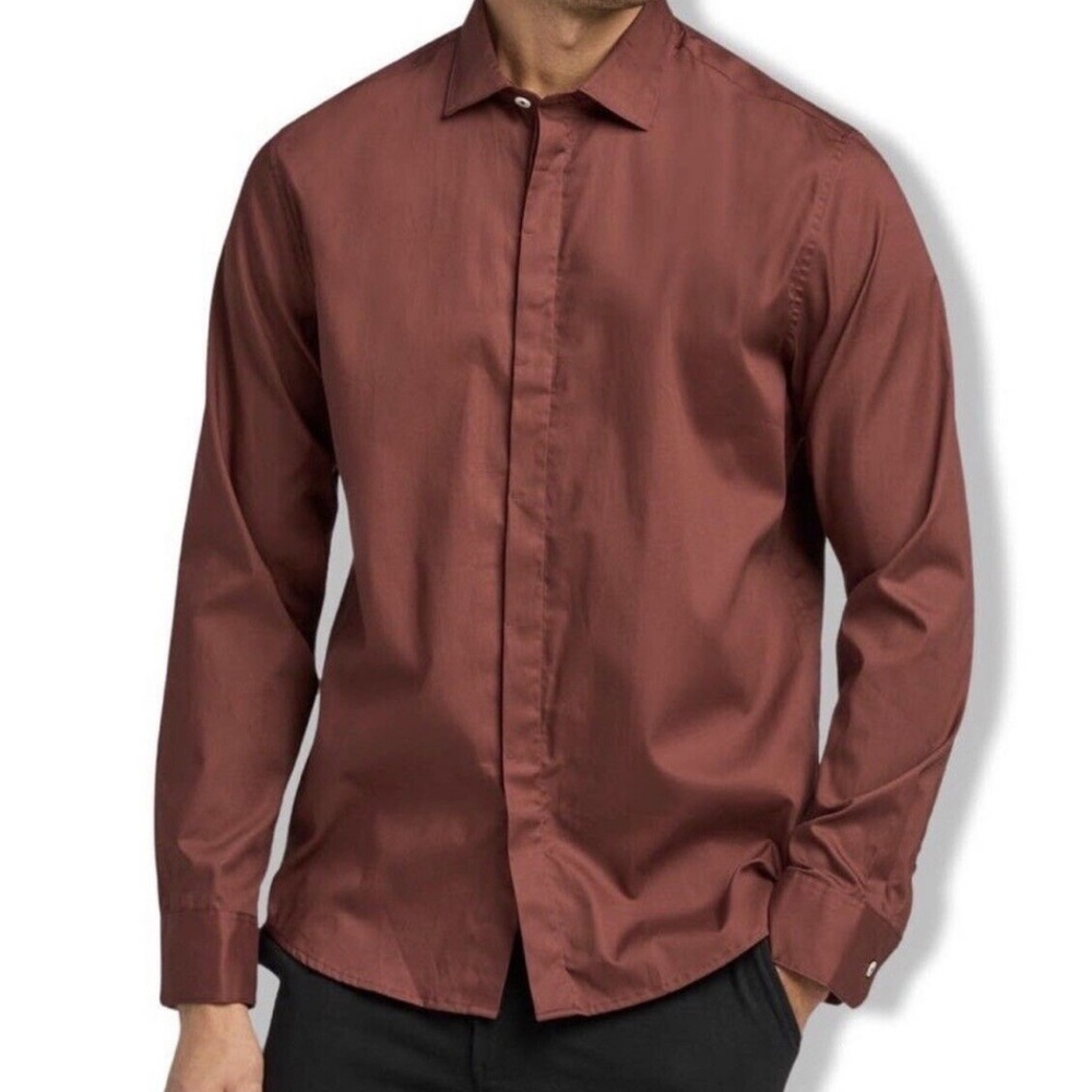 Good Man Brand Mens Rum Raison Long Sleeve Oxford Buttondown Shirt Size Mediu…